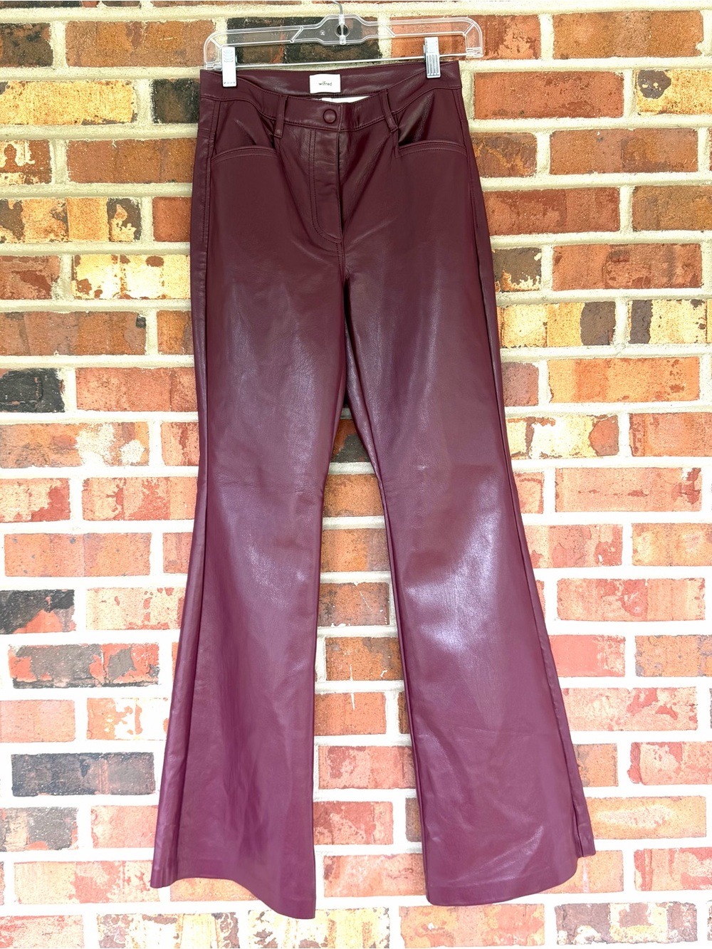 Wilfred Faux Leather Burgundy Pants Size 4